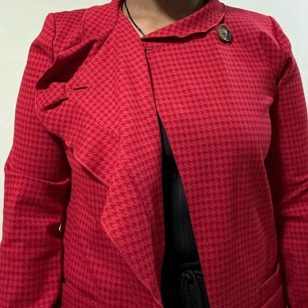 CAbi Crimson Houndstooth Coat / Jacket - Picture 5 of 9